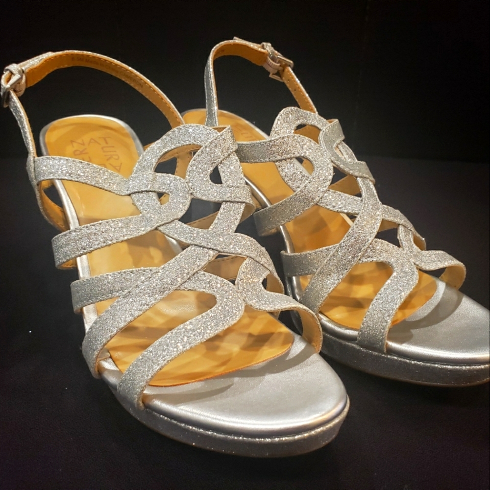 Naturalizer Cameron Silver Metallic Platform Sandal